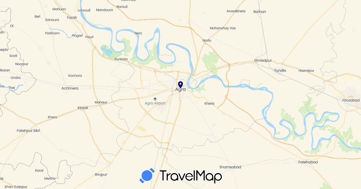 TravelMap itinerary: driving in India (Asia)