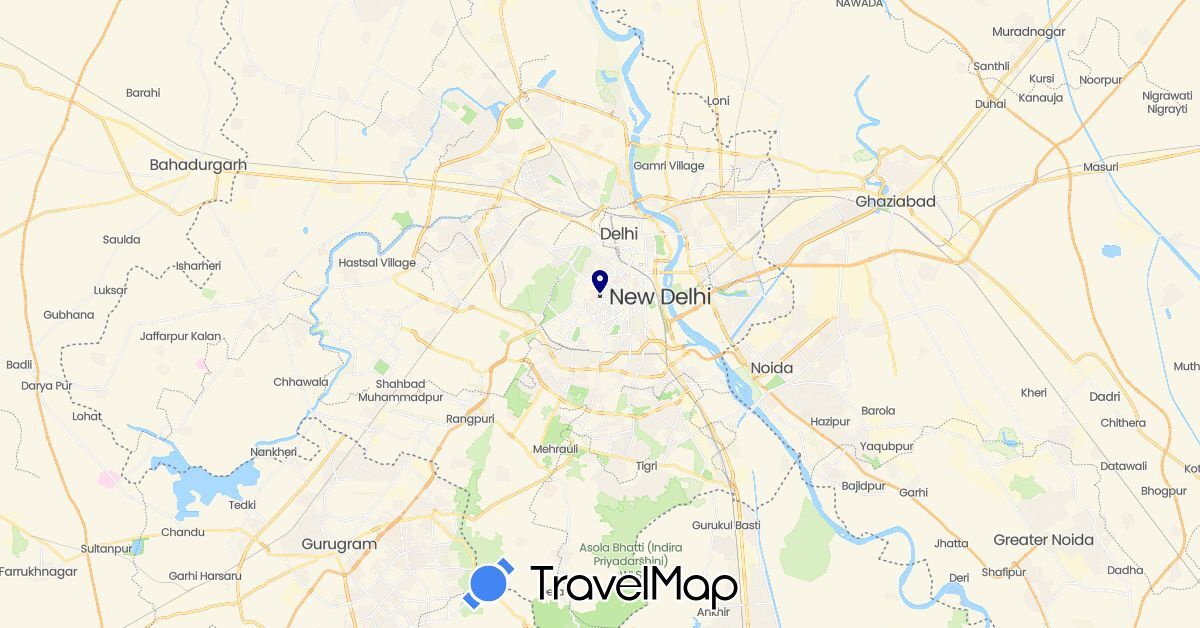 TravelMap itinerary: driving in India (Asia)