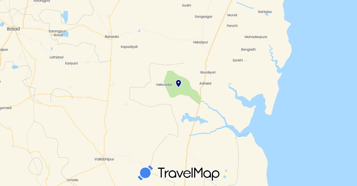 TravelMap itinerary: driving in India (Asia)