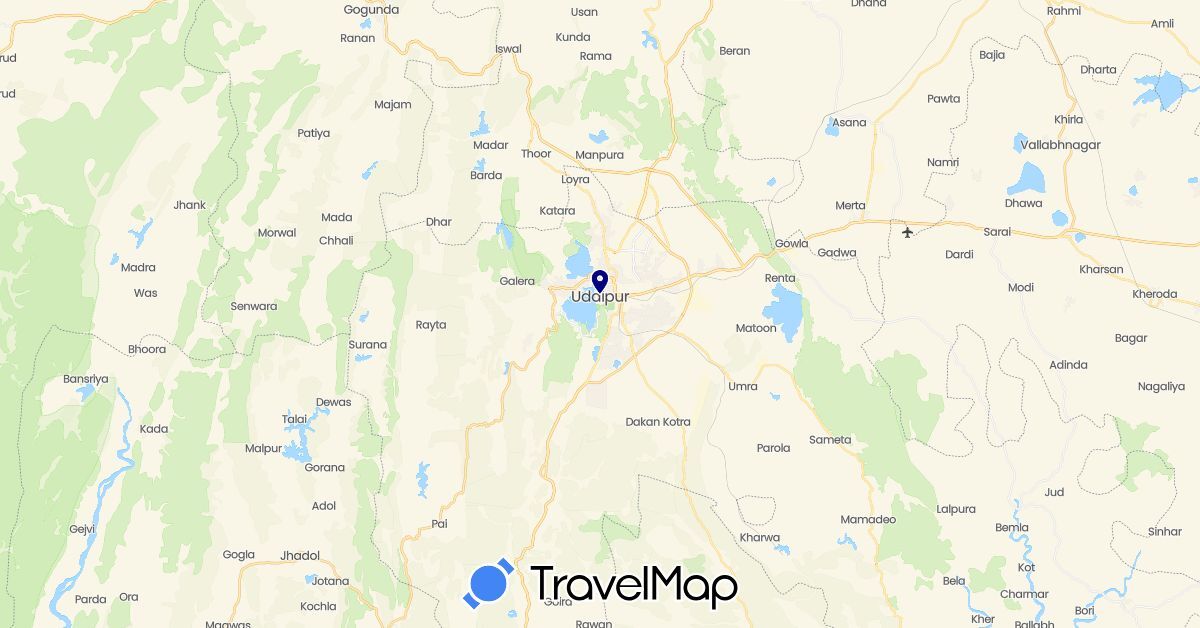 TravelMap itinerary: driving in India (Asia)