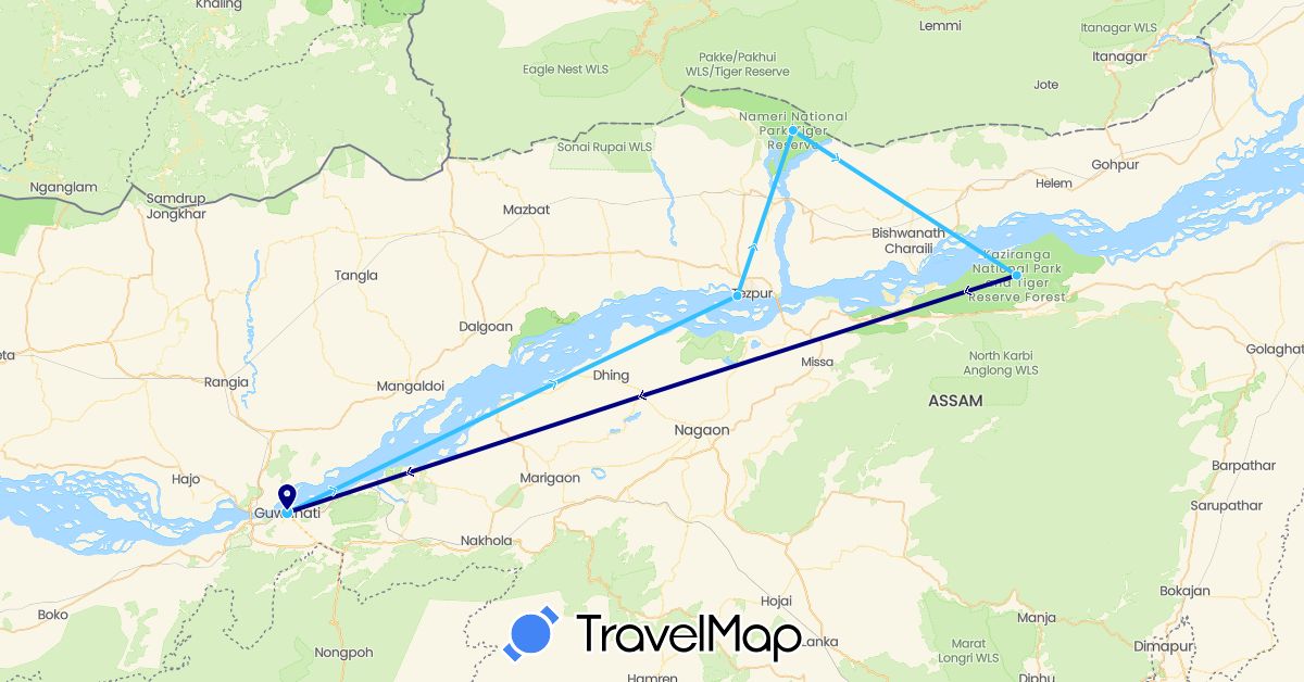 TravelMap itinerary: driving, boat in India (Asia)