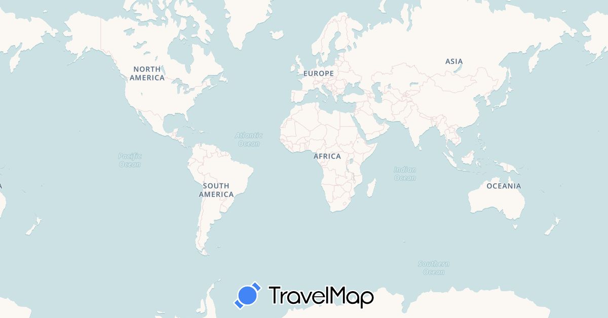 TravelMap itinerary: driving, plane in India (Asia)